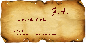 Francsek Andor névjegykártya